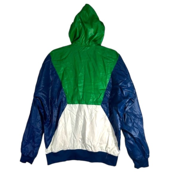 ADDIDAS VTG Striped  Colour Block Jacket Windbreaker Hoodie size M Green - Picture 2 of 11